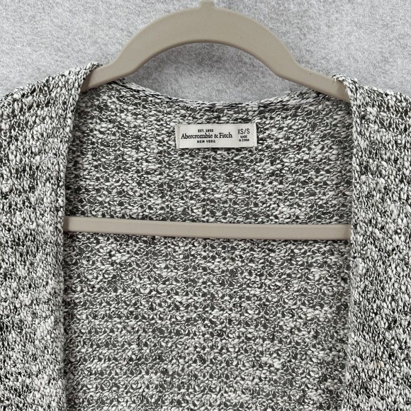 Abercromie & Fitch Cardigan Sweater Womens SMALL/XS Marled Gray Pockets Coastal - Picture 6 of 14